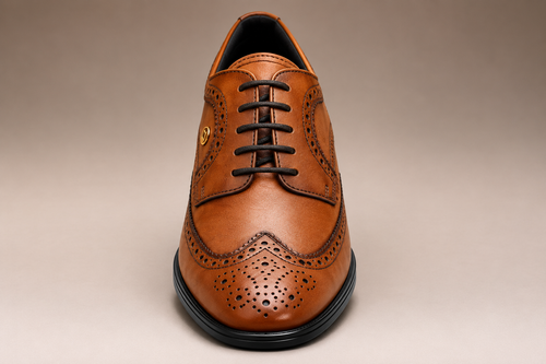 Heritage Hide Classic Brogue Lace-Up Shoes – Tan Brown