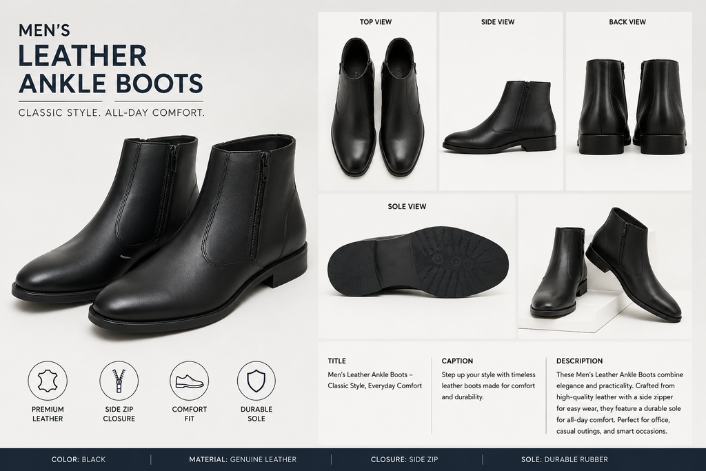 Men's Black Ankle Zip Boots – Classic Formal & Casual Wear