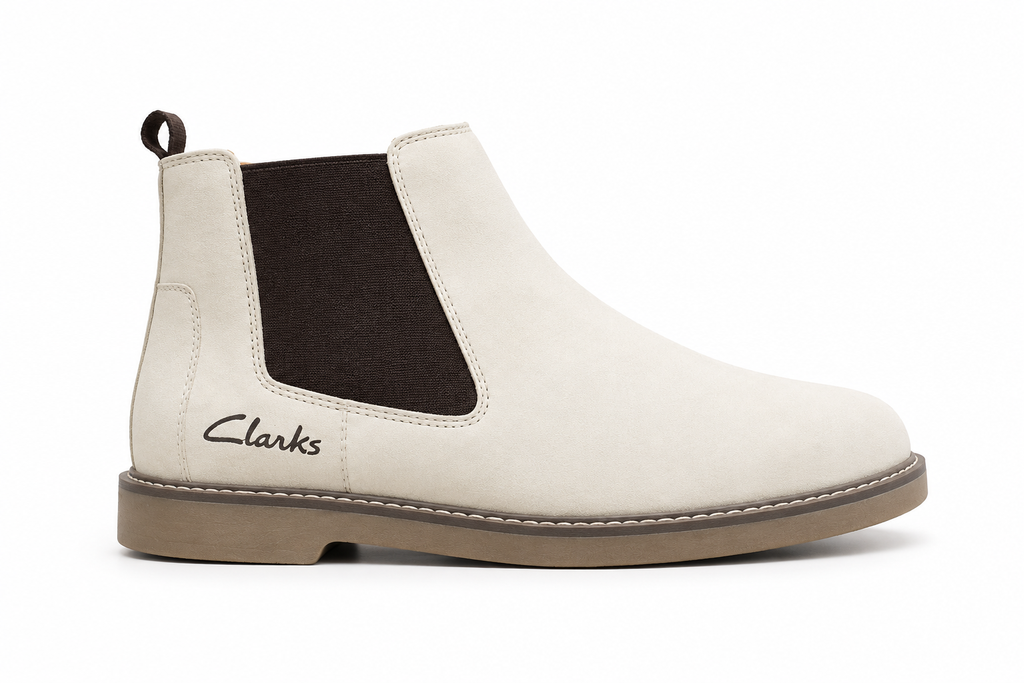 Clarks Men’s Premium Chelsea Boots – Off White