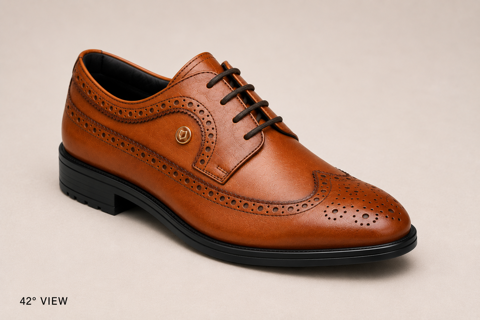 Heritage Hide Classic Brogue Lace-Up Shoes – Tan Brown