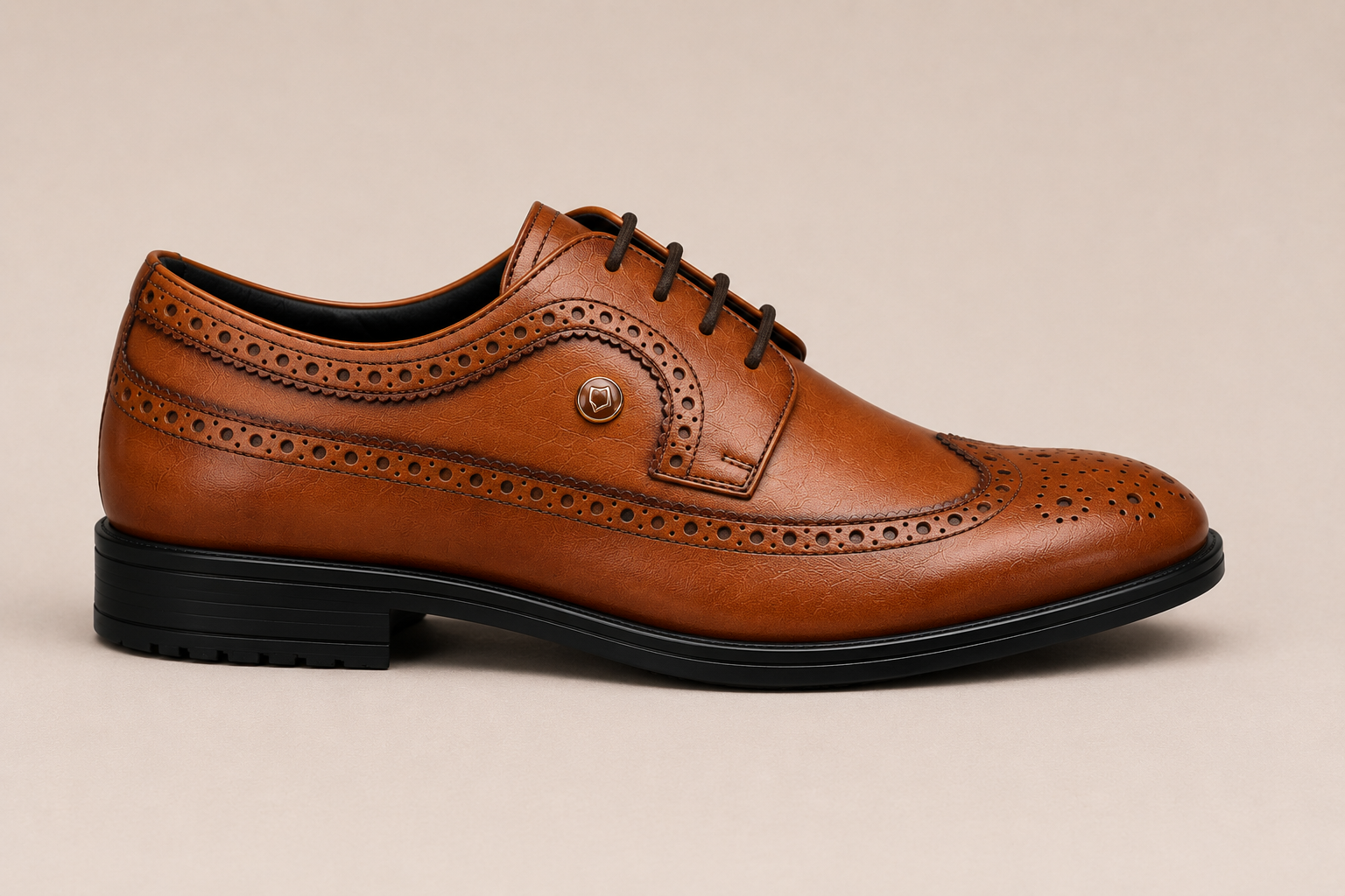 Heritage Hide Classic Brogue Lace-Up Shoes – Tan Brown