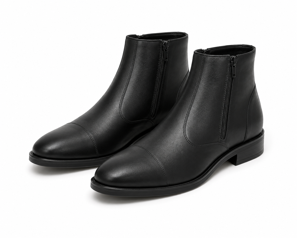 Men's Black Ankle Zip Boots – Classic Formal & Casual Wear